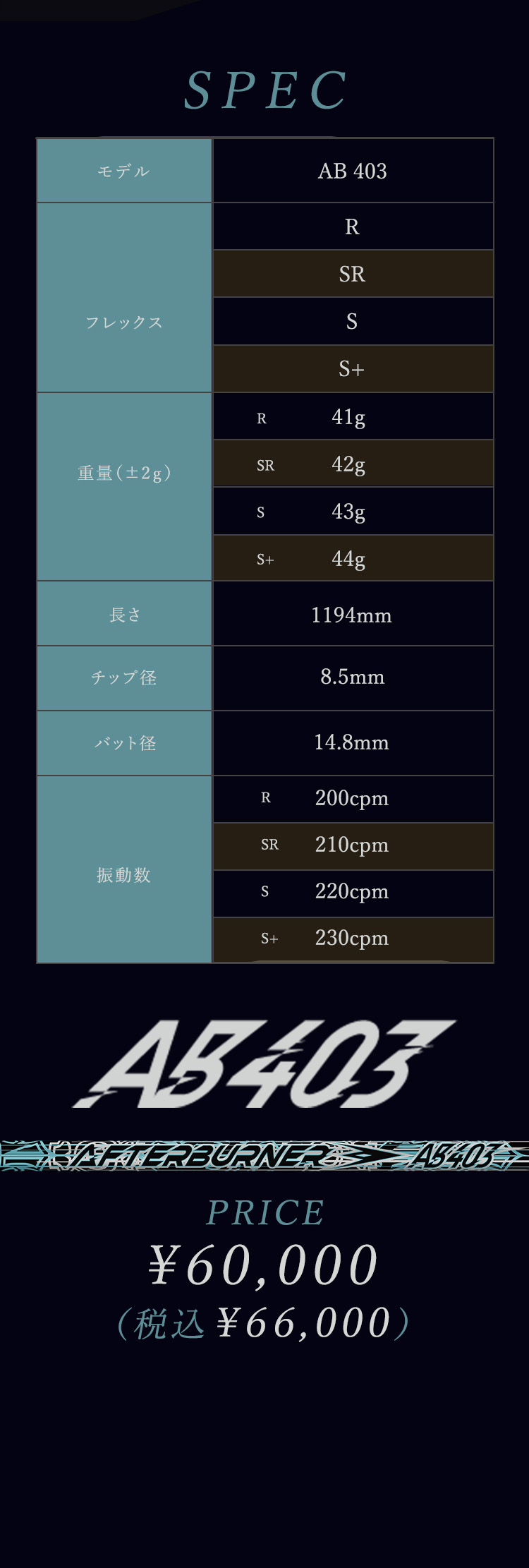 トリプルX /TRPX /シャフト単品/AFTERBURNER AB403/R